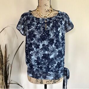 •INC• floral print smocked top {B14}